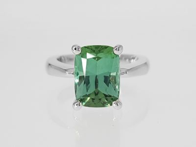 Mint tourmaline ring in 18K white gold photo