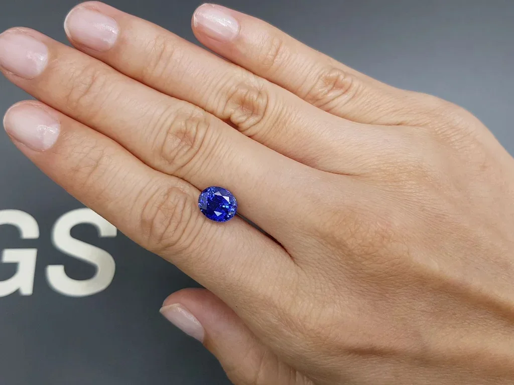 Intense Cornflower Blue sapphire in oval cut 3.20 carats, Sri Lanka Image №2