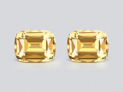 Pair of yellow citrines in a high-precision cushion cut 22.43 carats, Africa photo