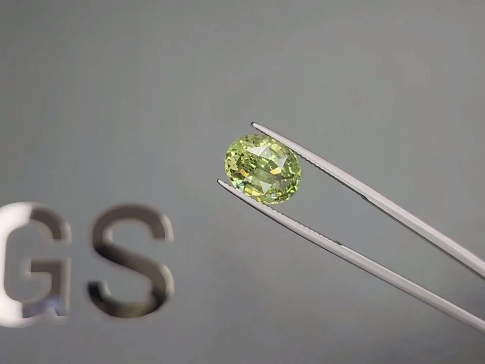 Green grossular garnet in oval cut 5.71 carats, Tanzania  Image №3