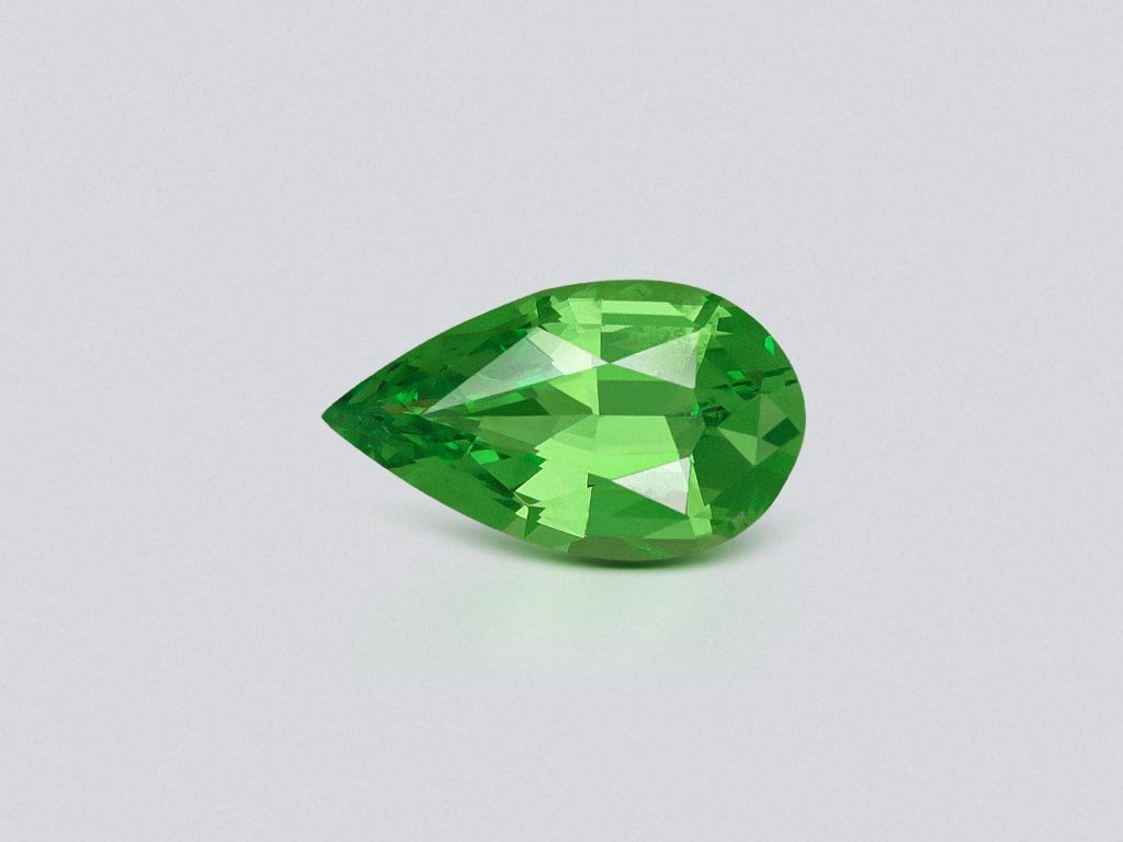 Intense Green tsavorite garnet in pear cut 1.20 carats, Tanzania Image №1