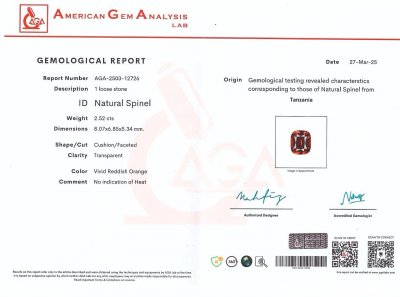 Certificate Spinel Mahenge Vibrant pink red cushion cut 2.52 carats, Tanzania