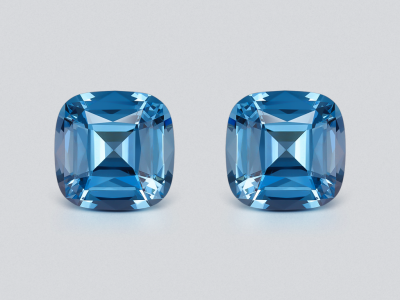 Pair of Sky blue topazes in a high-precision cushion cut 27.15 carats, Madagascar photo