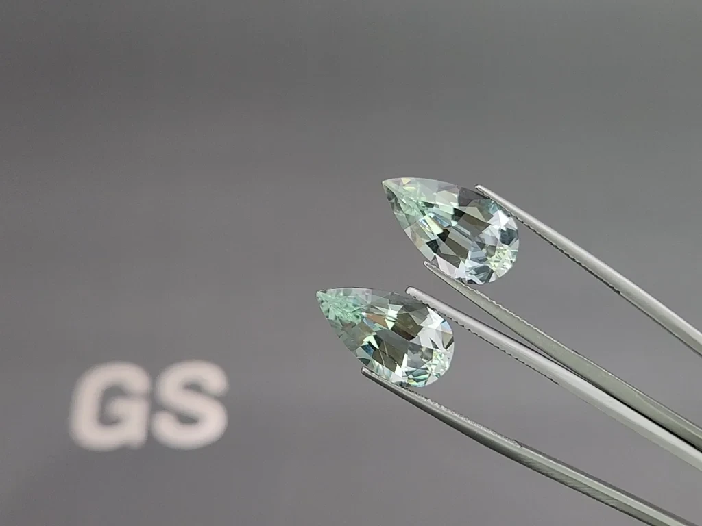 Pair of aquamarines pear cut 10.99 carats, Mozambique Image №3