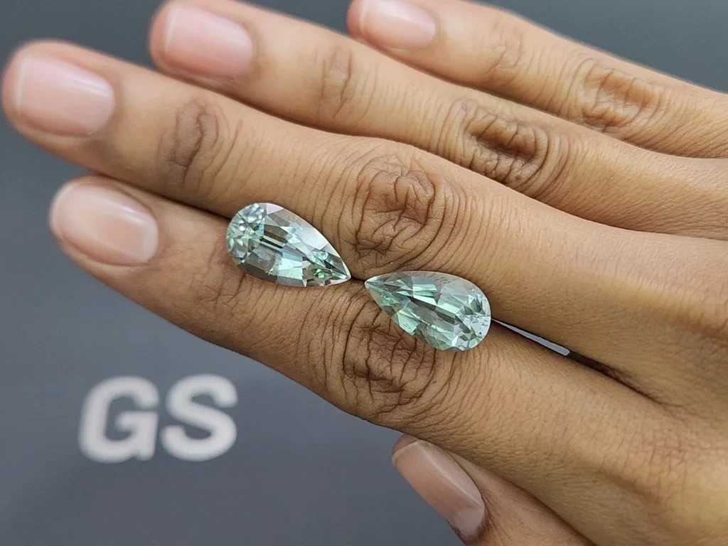 Pair of aquamarines pear cut 10.99 carats, Mozambique Image №2