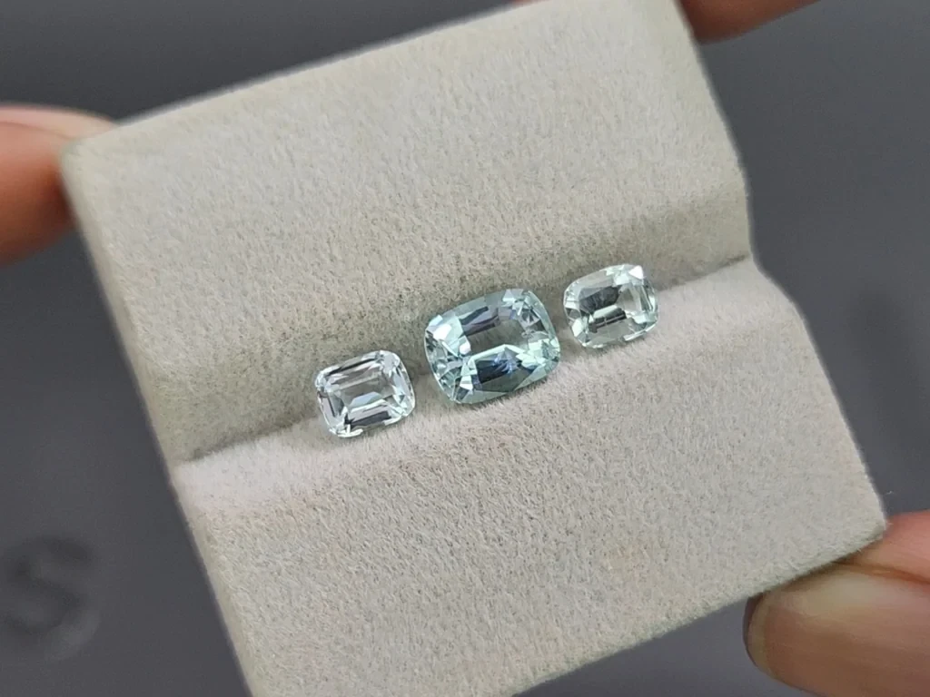 Set of aquamarines cushion cut 2.60 carats, Madagascar Image №5