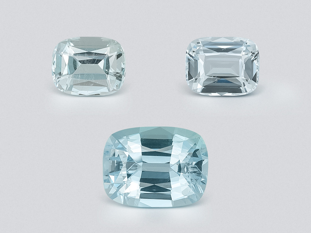 Set of aquamarines cushion cut 2.60 carats, Madagascar Image №1