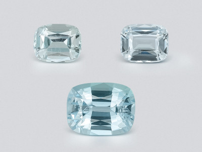 Set of aquamarines cushion cut 2.60 carats, Madagascar photo
