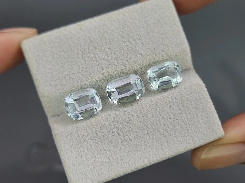 Set of aquamarines cushion cut  6.37 carats, Madagascar Image №5