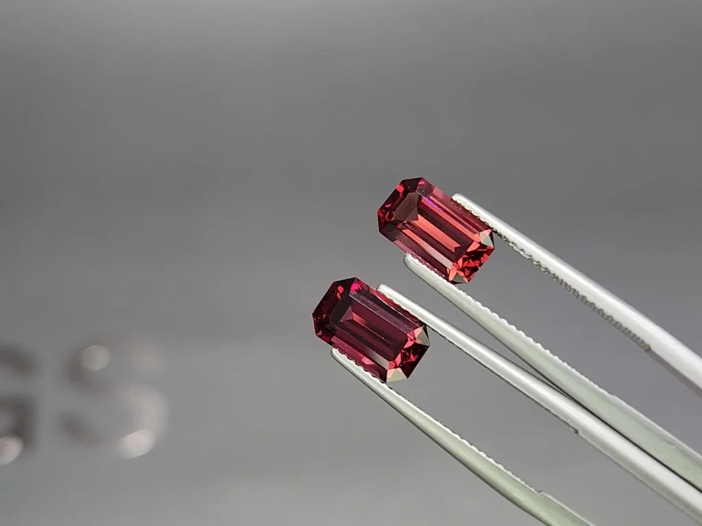 Pair of rhodolite garnets octagon cut 4.97 carats, Madagascar Image №3
