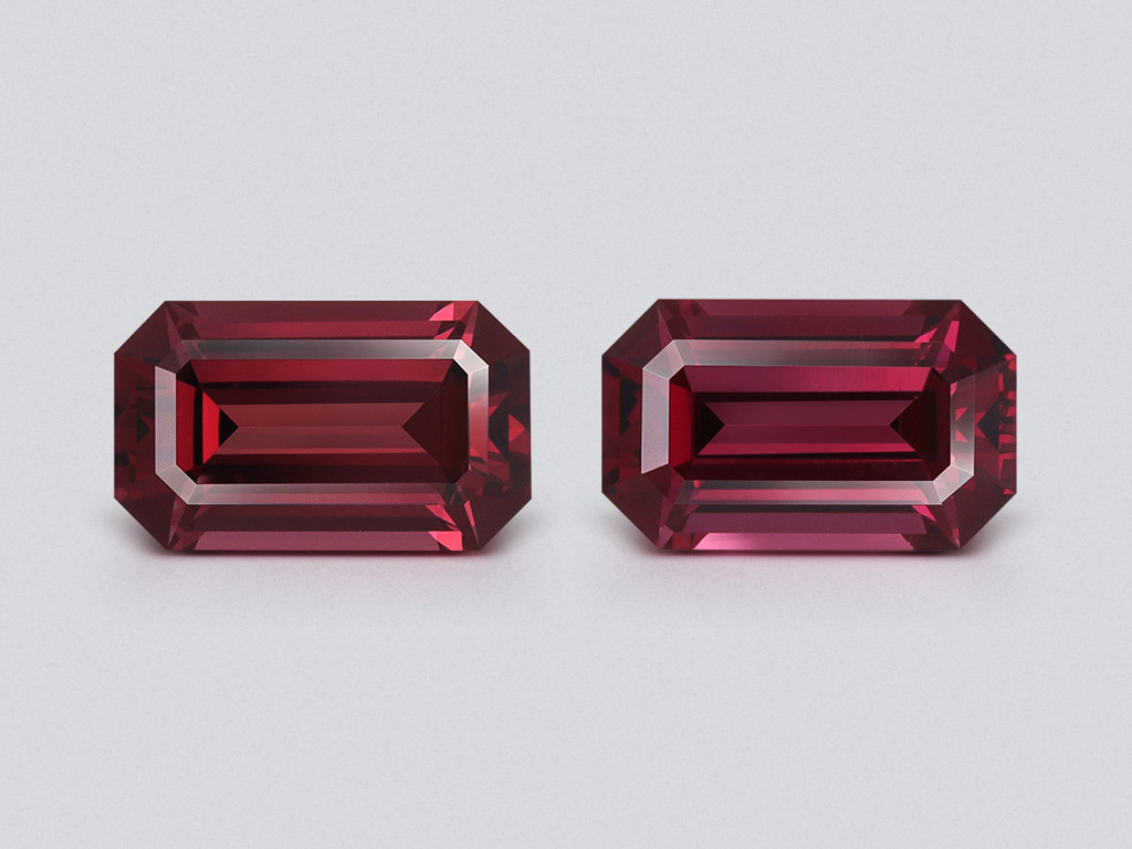 Pair of rhodolite garnets octagon cut 4.97 carats, Madagascar Image №1