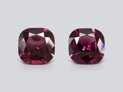 Pair of cushion cut raspberry rhodolites 9.93 ct, Malawi photo