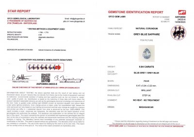 Certificate Pair of unheated lavender sapphire and pear cut spinel 1.56 ct