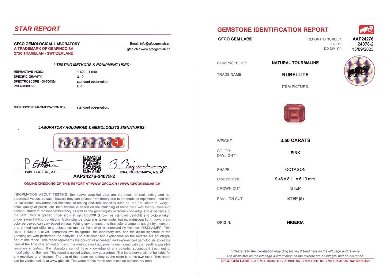 Octagon-cut red-pink rubellite 3.50 carats, Nigeria Image №2