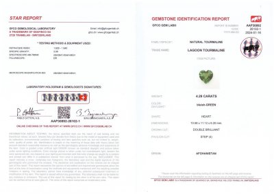 Certificate Green intense tourmaline in heart shape 4.29 carats