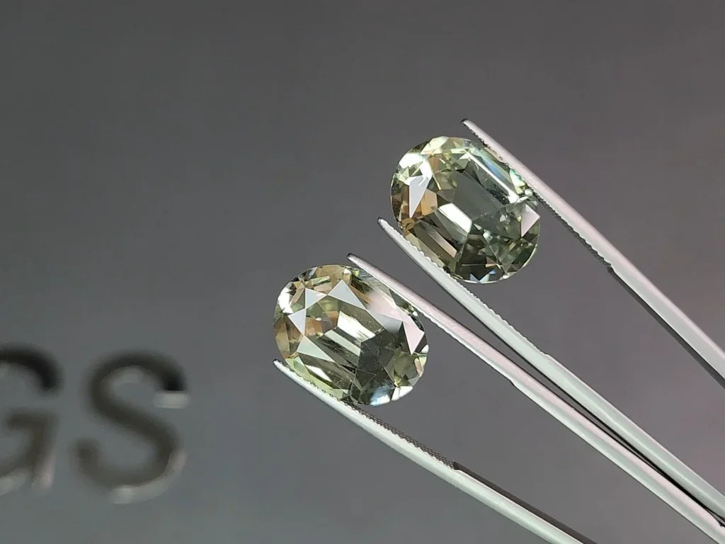 Pair of green prasiolites in a precision cut oval 16.68 carats, Africa Image №3