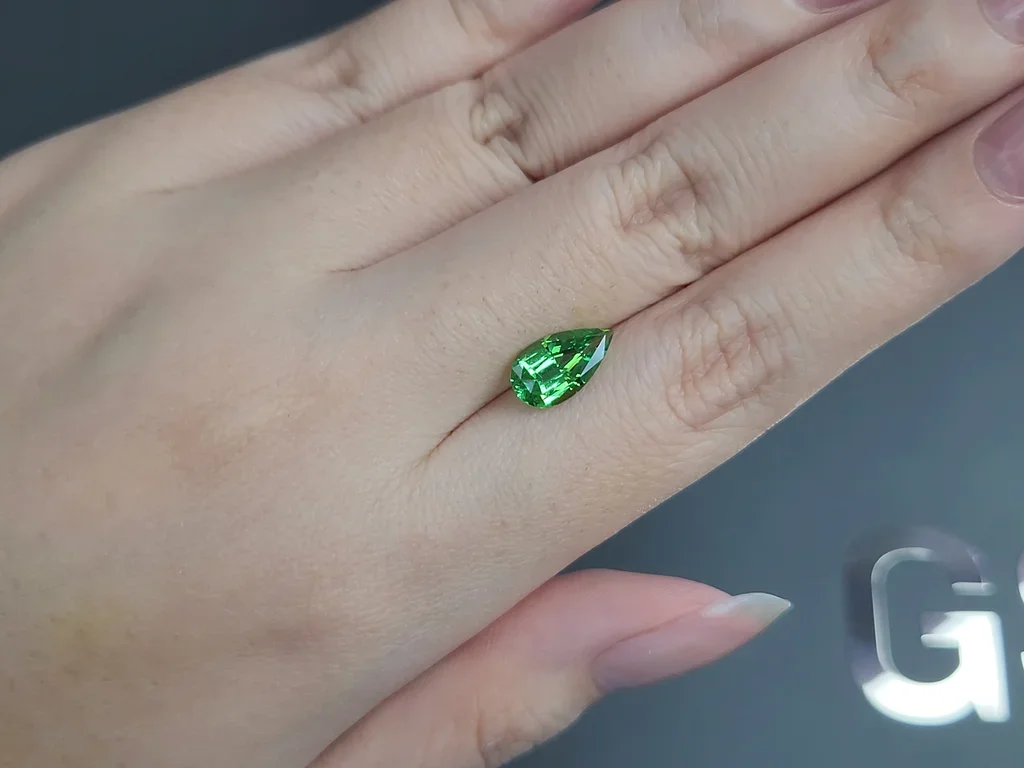 Neon Green tsavorite garnet in pear cut 1.93 carats, Tanzania  Image №2