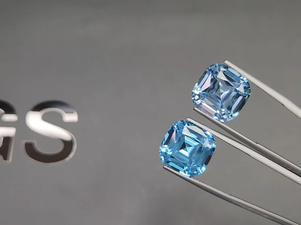 Set of Sky blue topazes high precision cushion cut 47.99 carats, Madagascar Image №4