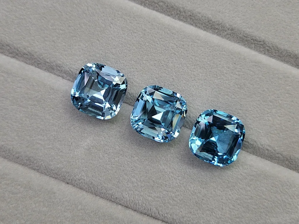 Set of Sky blue topazes high precision cushion cut 47.99 carats, Madagascar Image №5