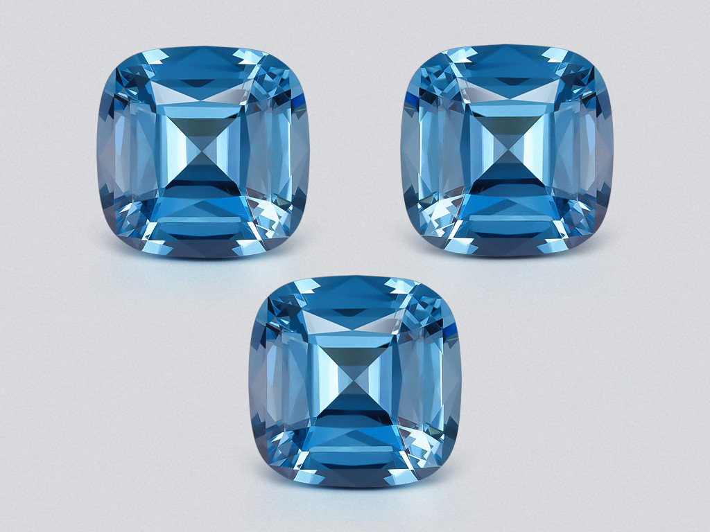 Set of Sky blue topazes high precision cushion cut 47.99 carats, Madagascar Image №1