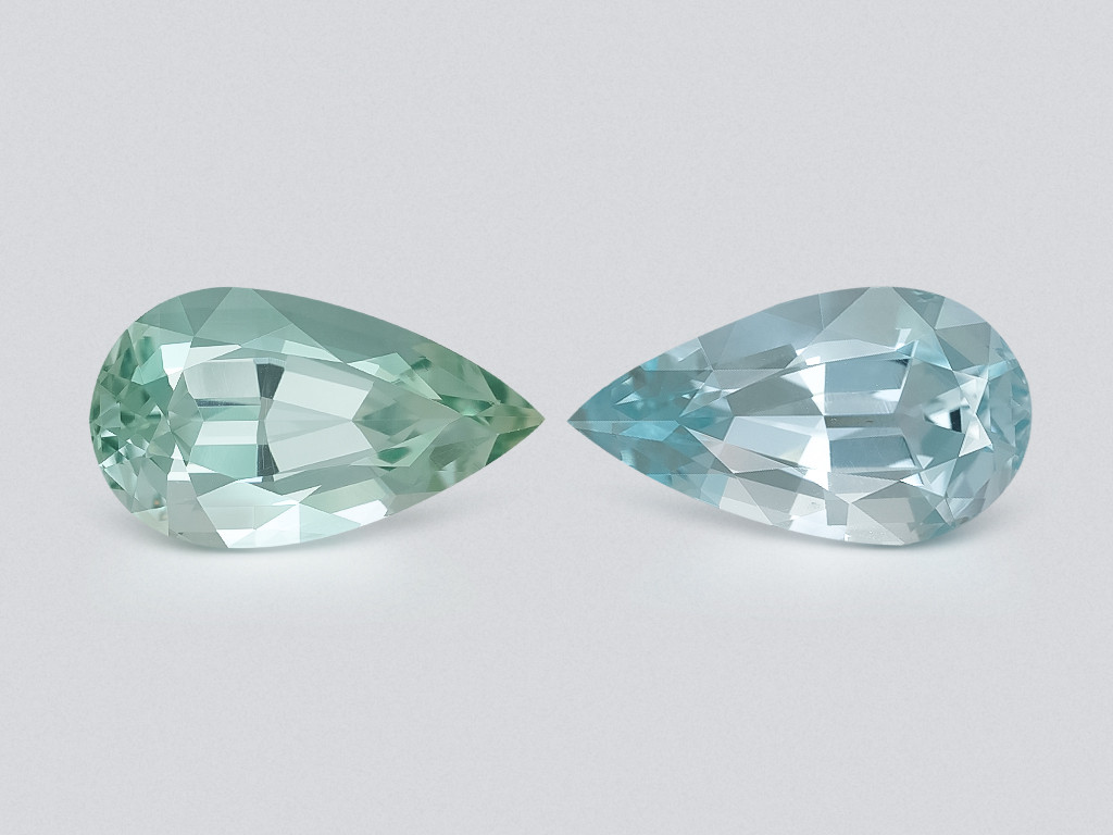 Pair of aquamarines pear cut 10.50 carats, Mozambique Image №1