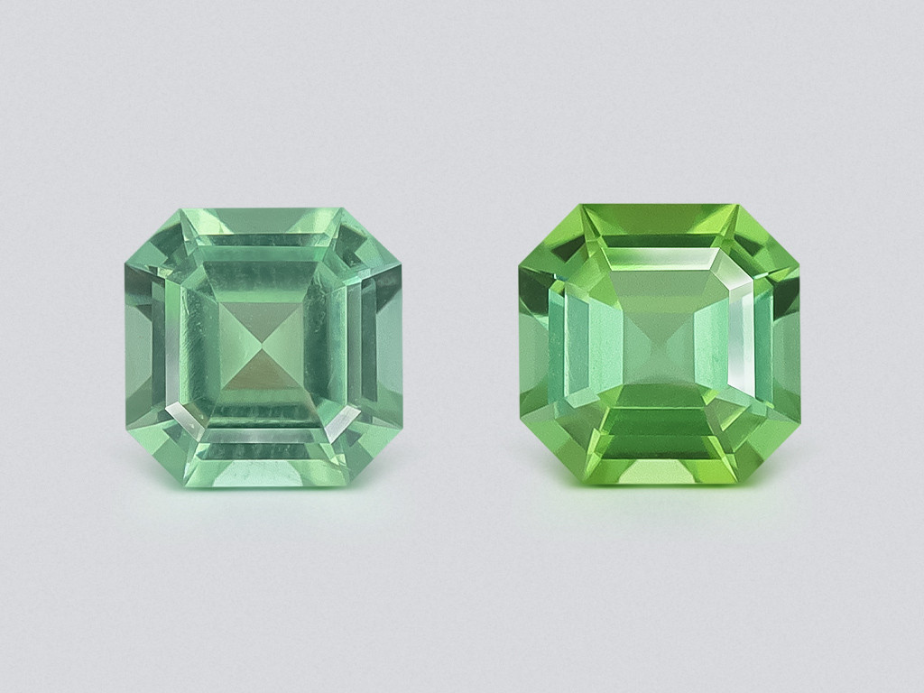 Pair of mint green tourmalines asscher cut 1.04 catats, Congo Image №1
