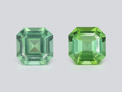 Pair of mint green tourmalines asscher cut 1.04 catats, Congo photo