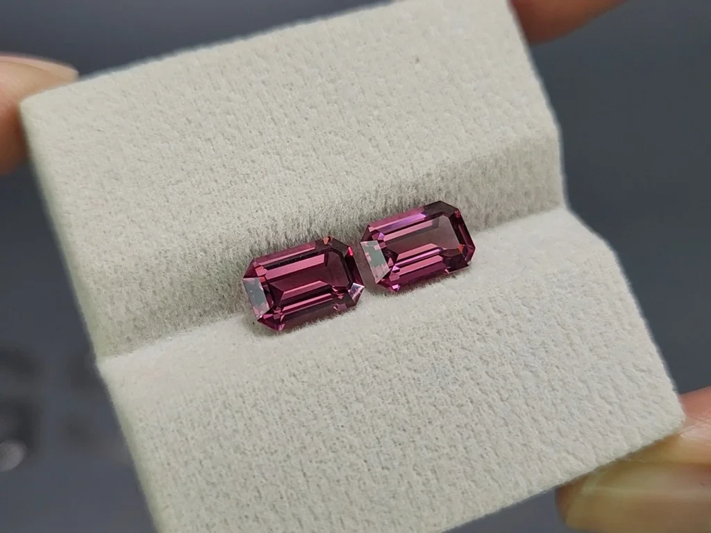 Pair of rhodolite garnets octagon cut 3.98 carats, Madagascar Image №4