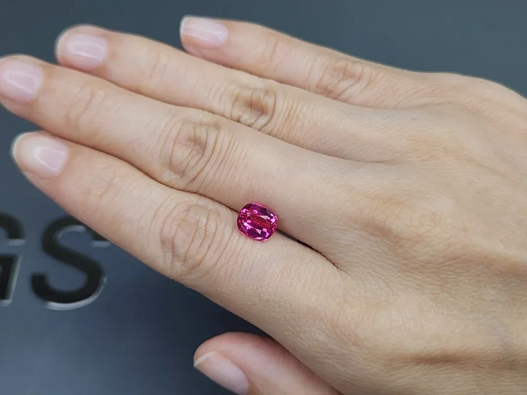 Hot pink Mahenge spinel in cushion cut 2.03 carats, Tanzania Image №2