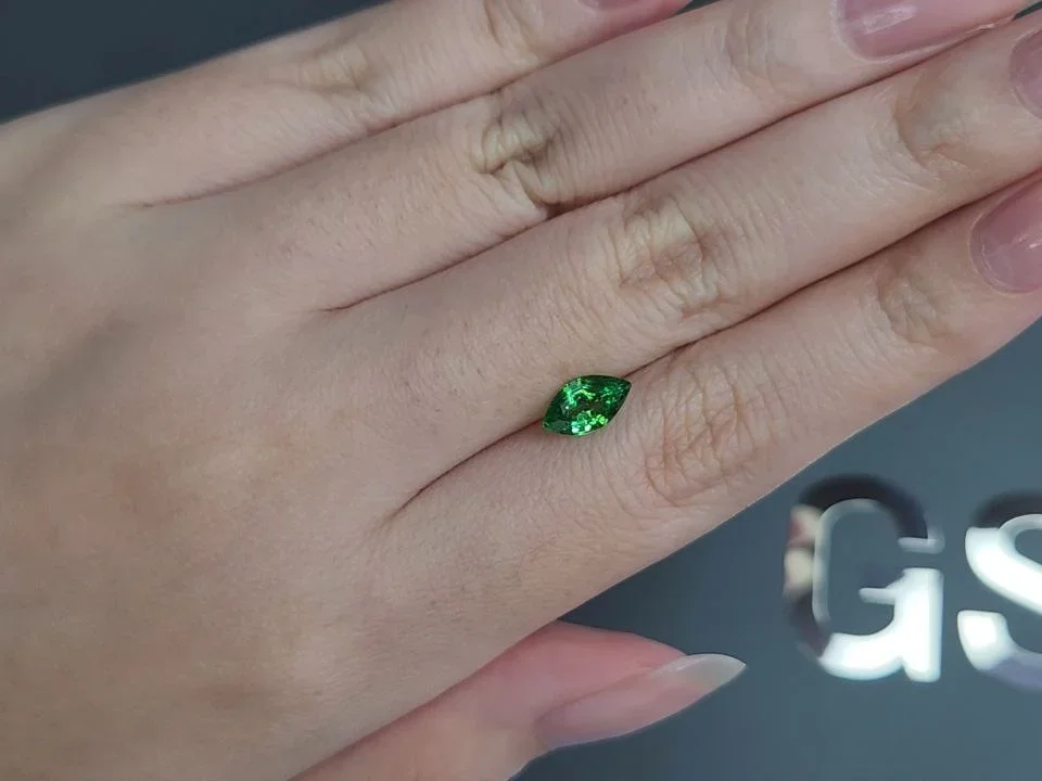 Neon green tsavorite garnet in marquise cut 1.05 carats, Tanzania Image №2