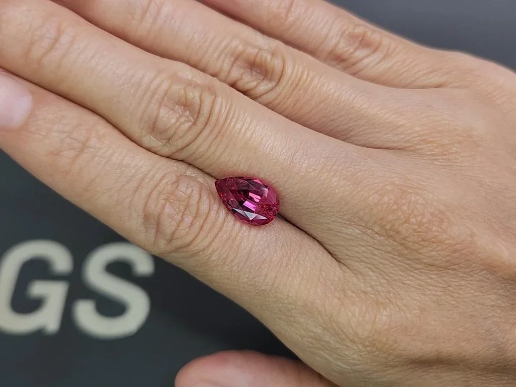 Spinel Mahenge Vibrant pink red pear cut 3.44 carats, Tanzania Image №2