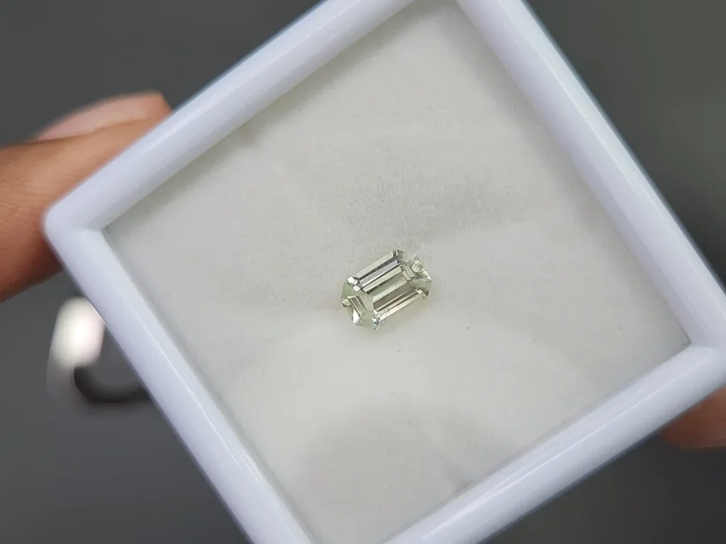 Green prasiolite (Green Quartz) precision cut octagon 0.62 carats, Africa Image №2