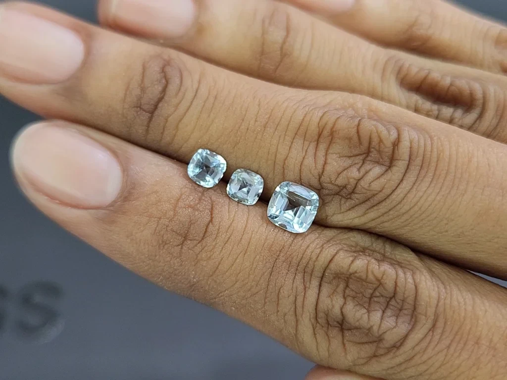 Set of aquamarines cushion cut 1.48 carats, Madagascar Image №2