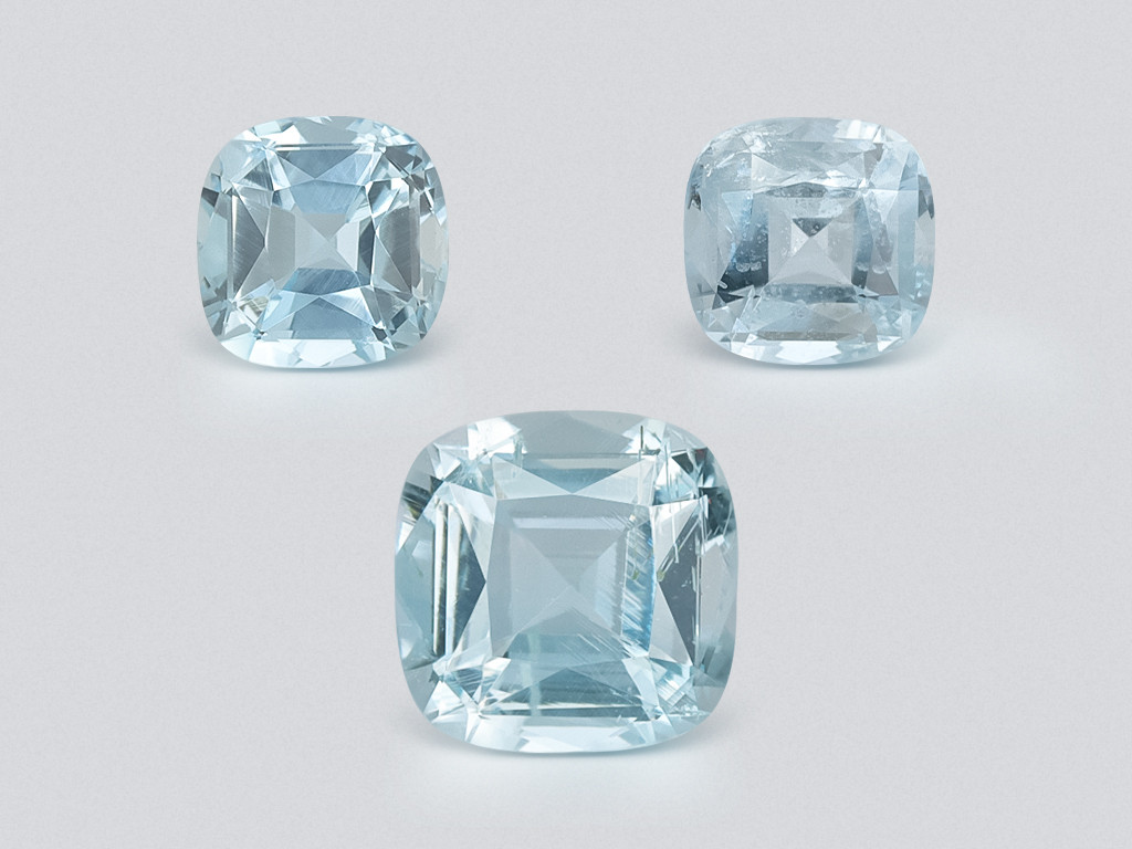 Set of aquamarines cushion cut 1.48 carats, Madagascar Image №1