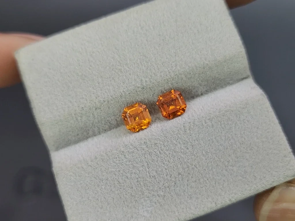 Pair of spessartines Mandarin asscher cut 1.39 carats, Africa Image №4