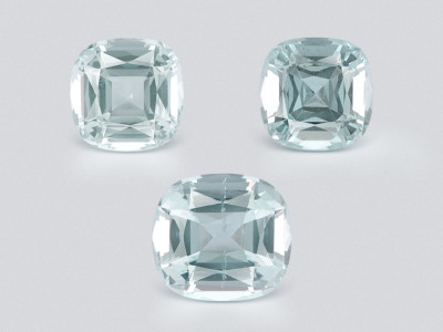 Set of aquamarines cushion cut 9.90 carats, Madagascar photo