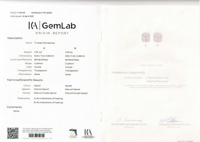 Certificate Pair of gray spinels 5.58 ct Burma