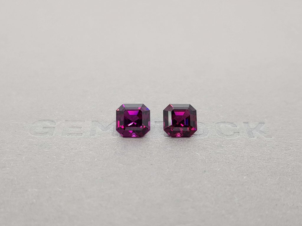 Intense pair of asscher cut rhodolites 4.27 ct, Malawi Image №1
