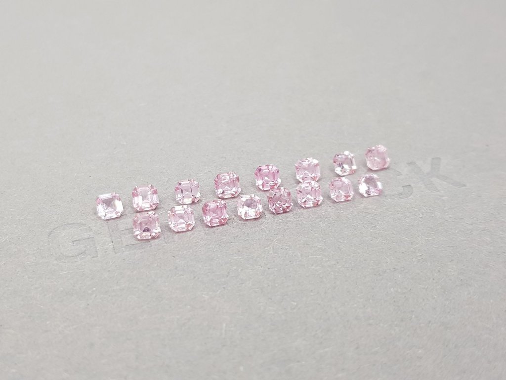 Asscher cut pink spinel set 2.22 ct, Tanzania Image №2