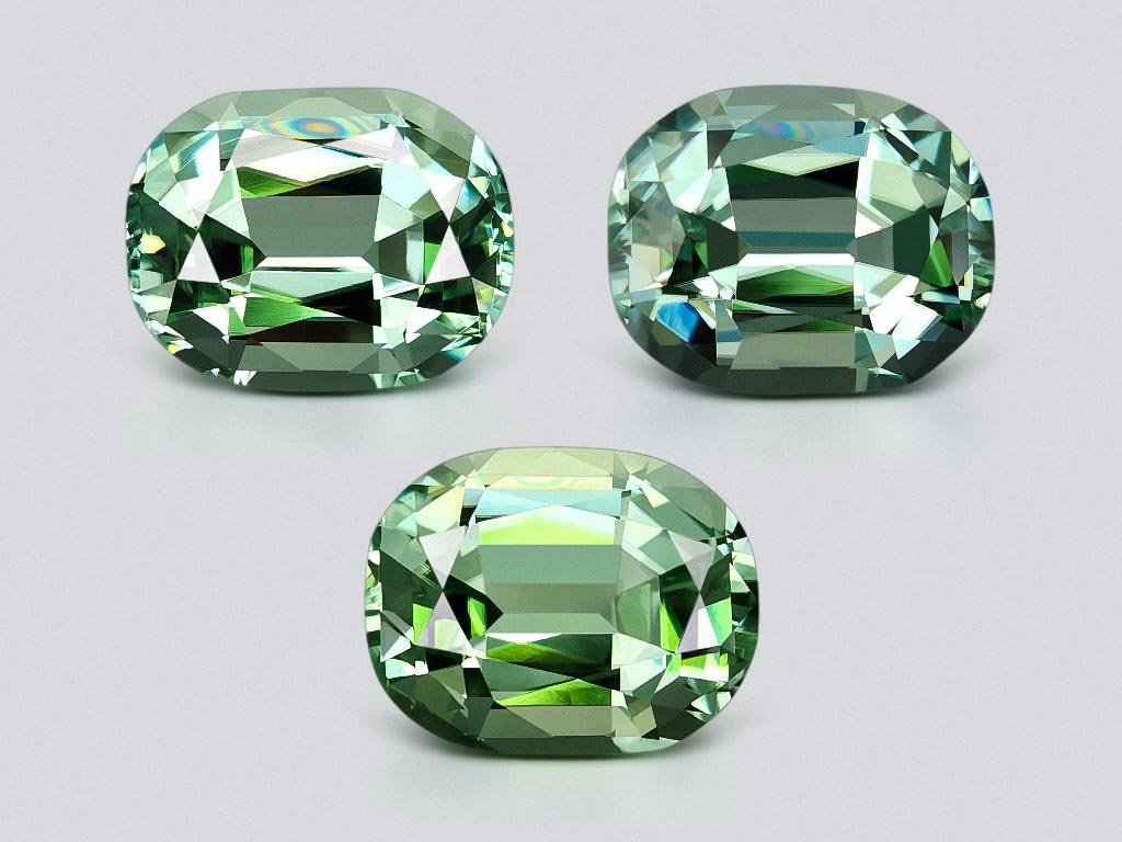 Set of mint green cushion cut tourmalines 31.91 carats, Afghanistan  Image №1