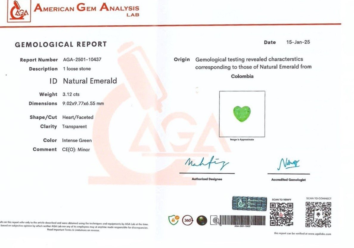 Columbian emerald in heart cut 3.12 carats Image №6