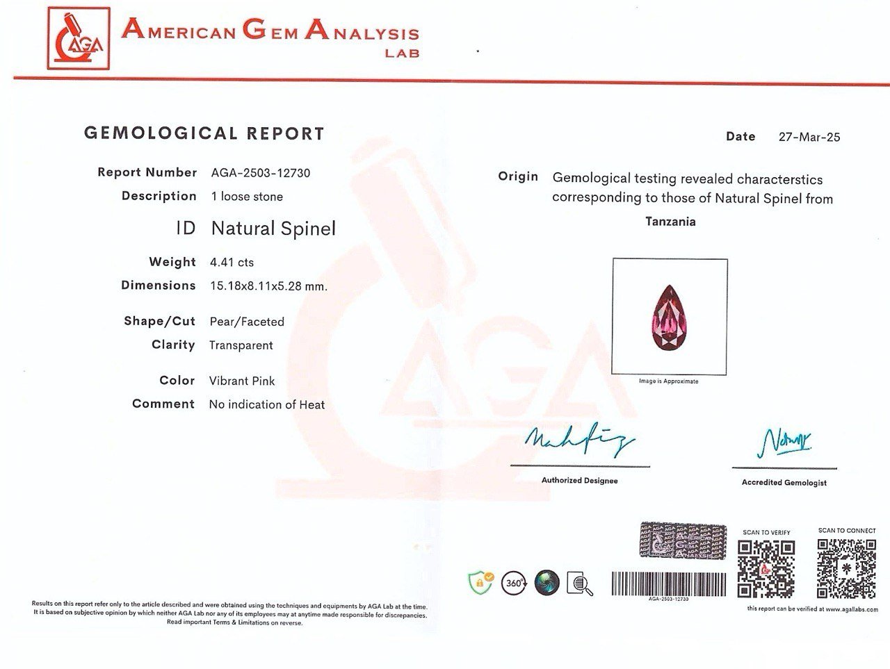 Spinel Mahenge Vibrant pink red pear cut 4.41 carats, Tanzania Image №6