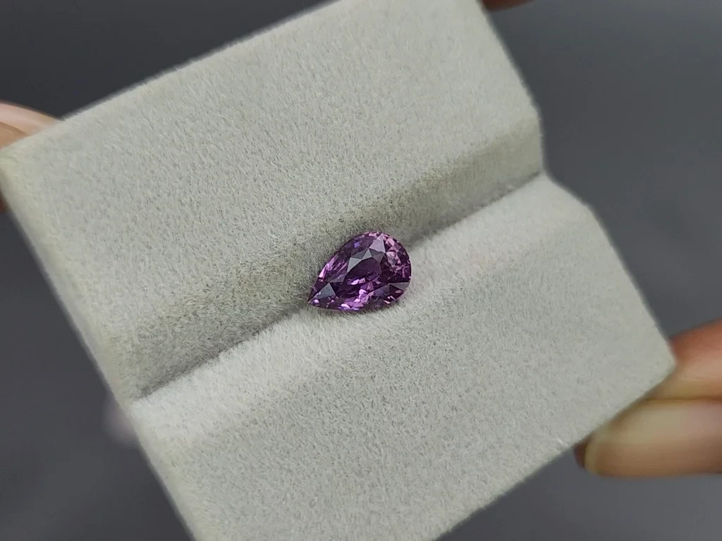 Unheated purple sapphire pear cut 1.66 carats, Madagascar Image №4
