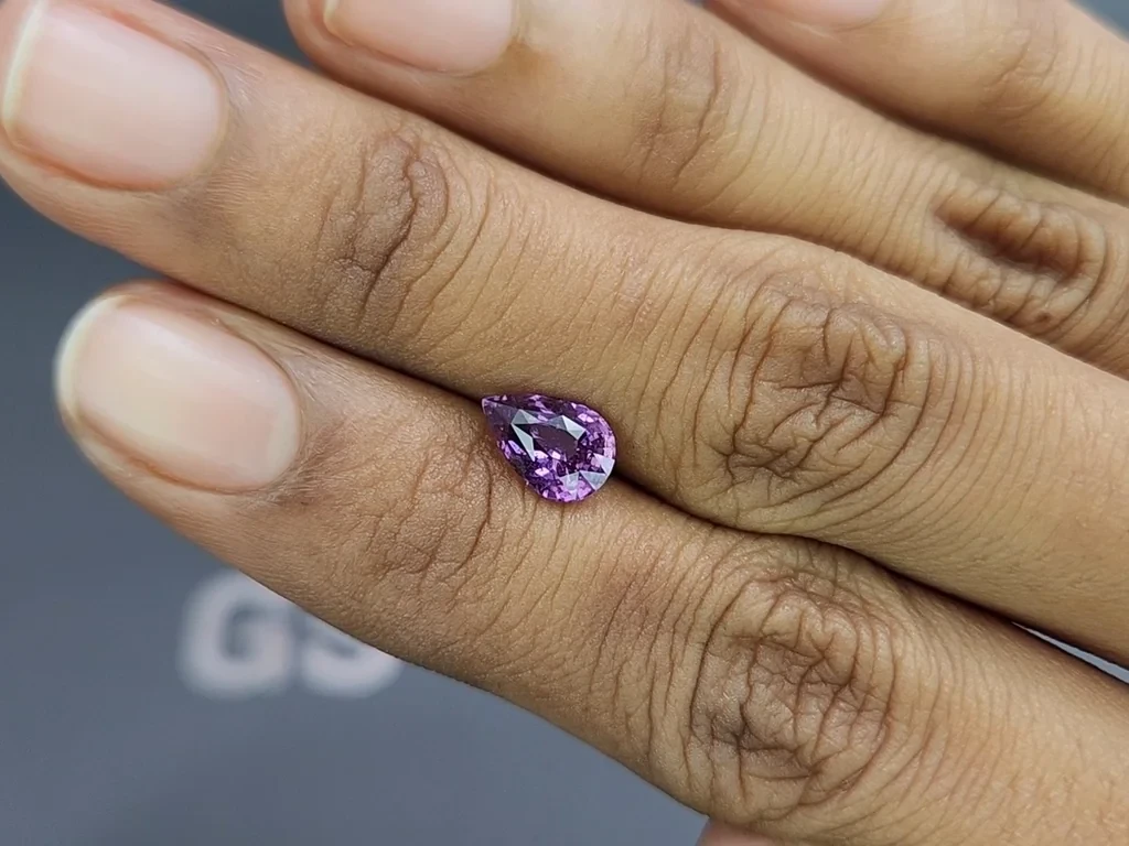 Unheated purple sapphire pear cut 1.66 carats, Madagascar Image №2
