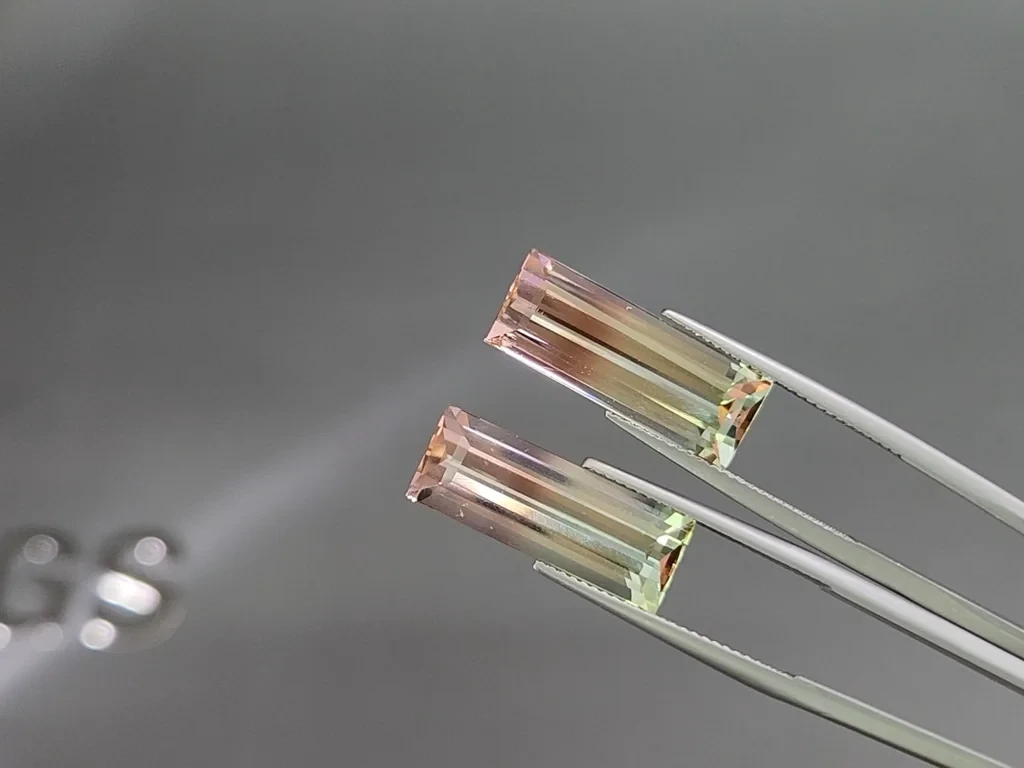 Pair of watermelon tourmalines baguette cut  17.71 carats, Colombia Image №3