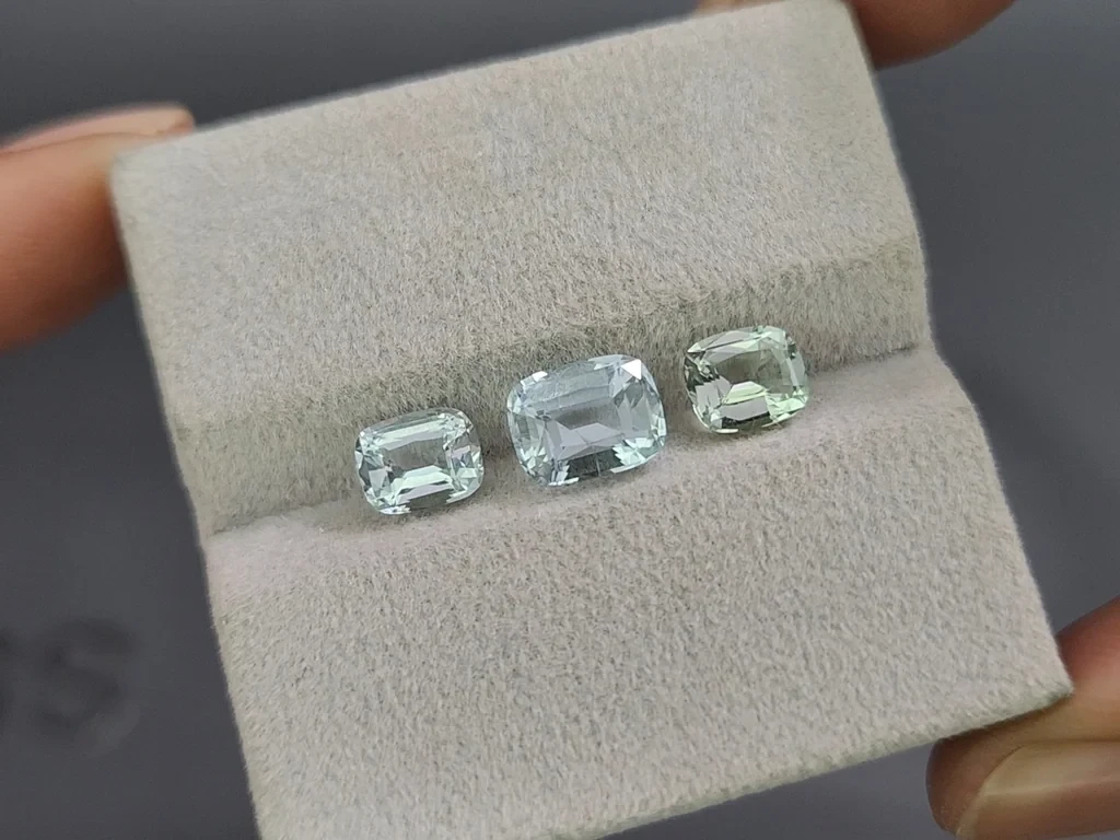 Set of aquamarines cushion cut 2.94 carats, Madagascar Image №5