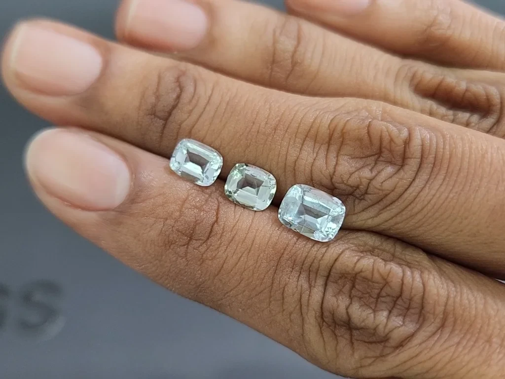Set of aquamarines cushion cut 2.94 carats, Madagascar Image №2