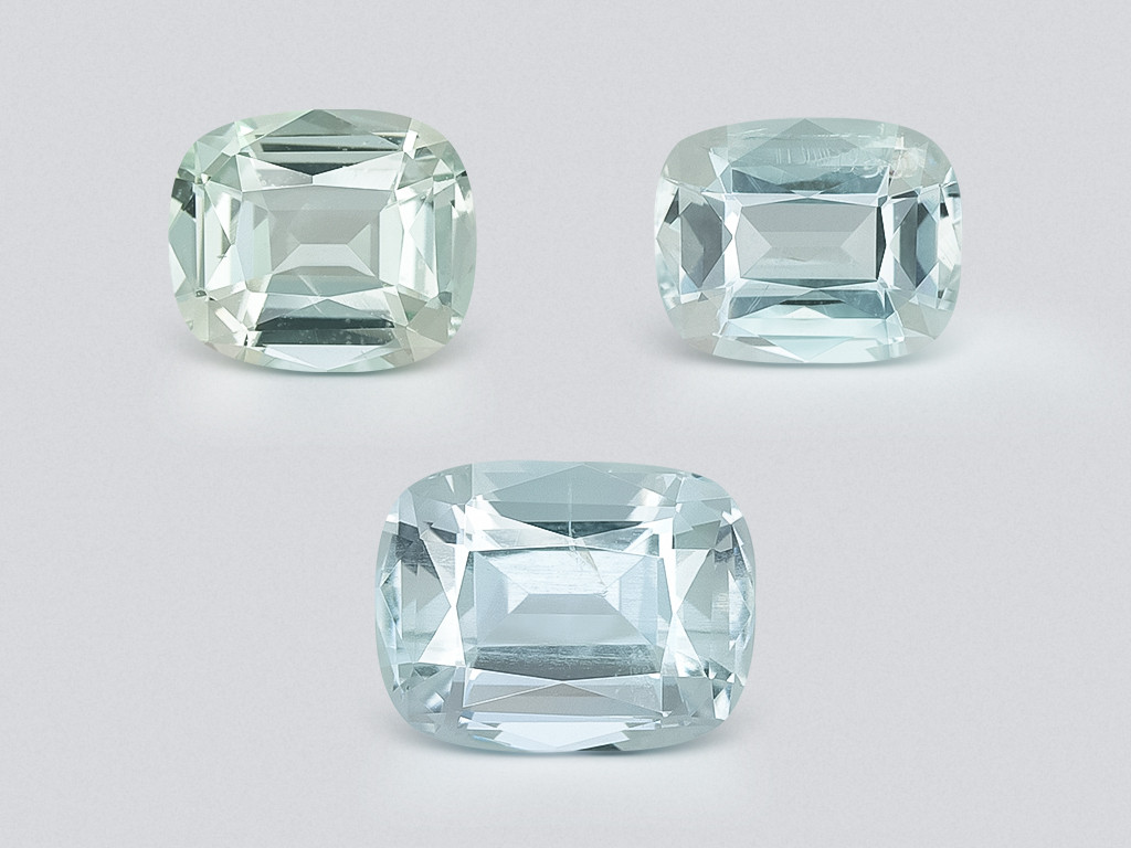 Set of aquamarines cushion cut 2.94 carats, Madagascar Image №1