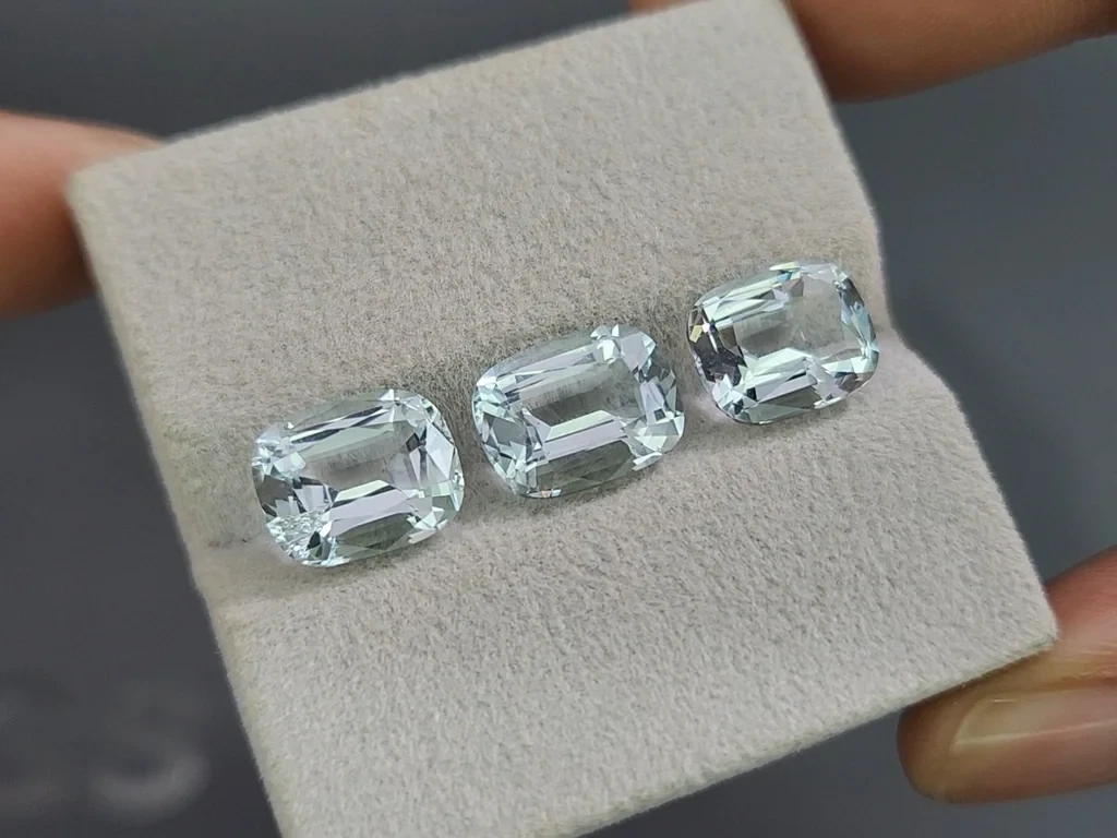 Set of aquamarines cushion cut 9.35 carats, Madagascar Image №5