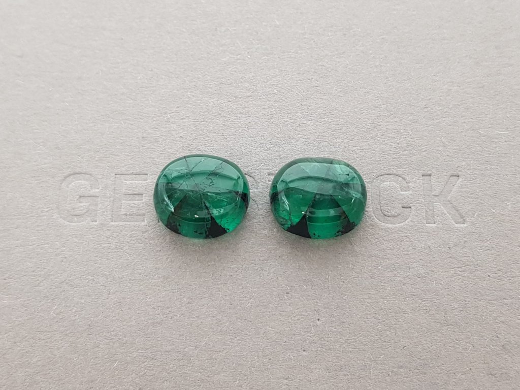 Colombian Vivid Green trapiche emeralds in cabochon cut 11.38 ct Image №2